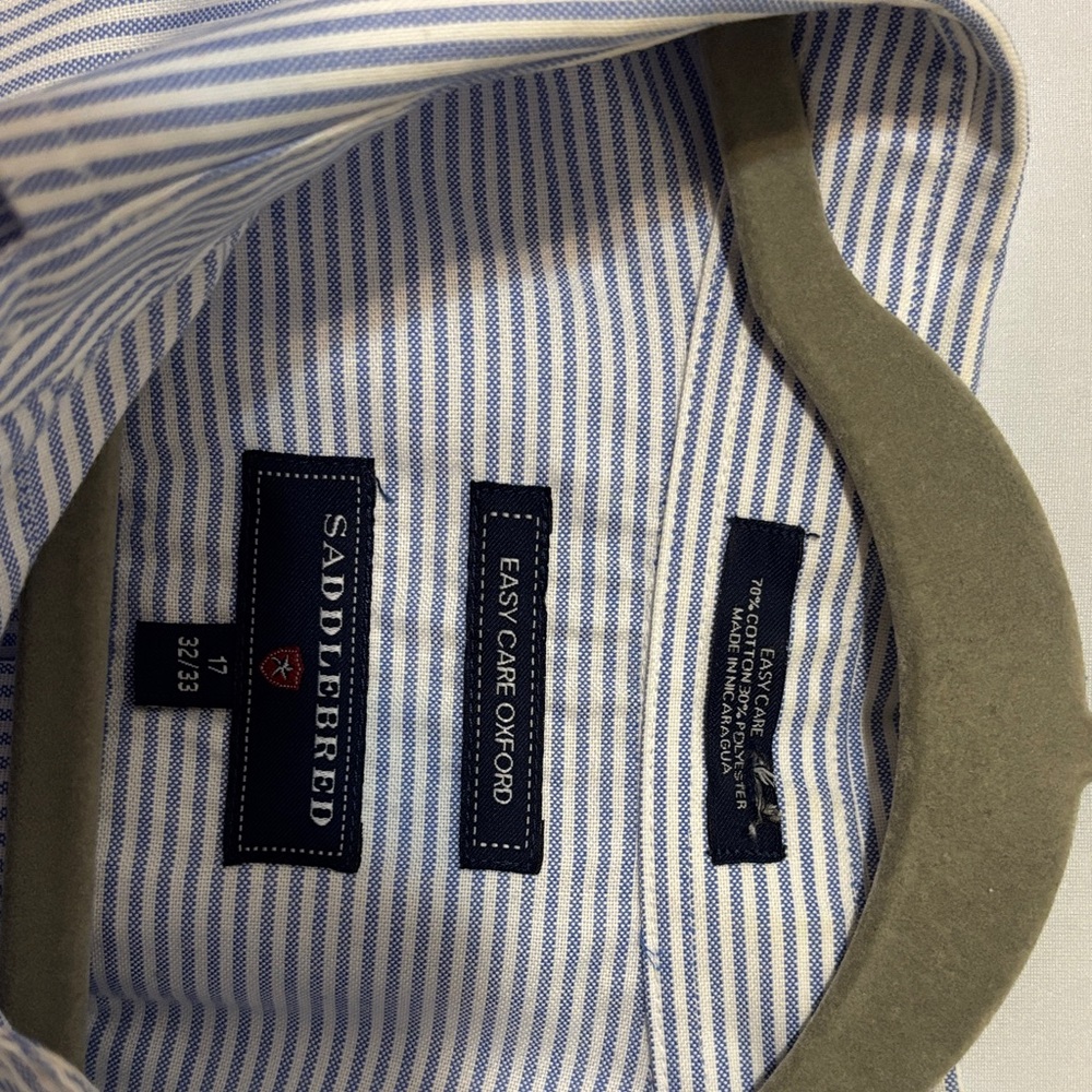 Saddlebred Men's Blue and White Striped Dress Shirt
